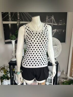 Talbots White Black Polka Dot Sleeveless Tank Top – XS